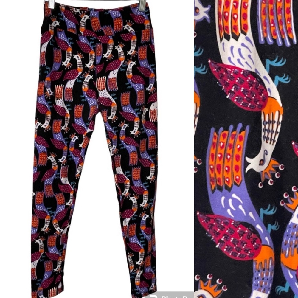 LuLaRoe Leggings OS Bright Bird Pattern - lightly used
